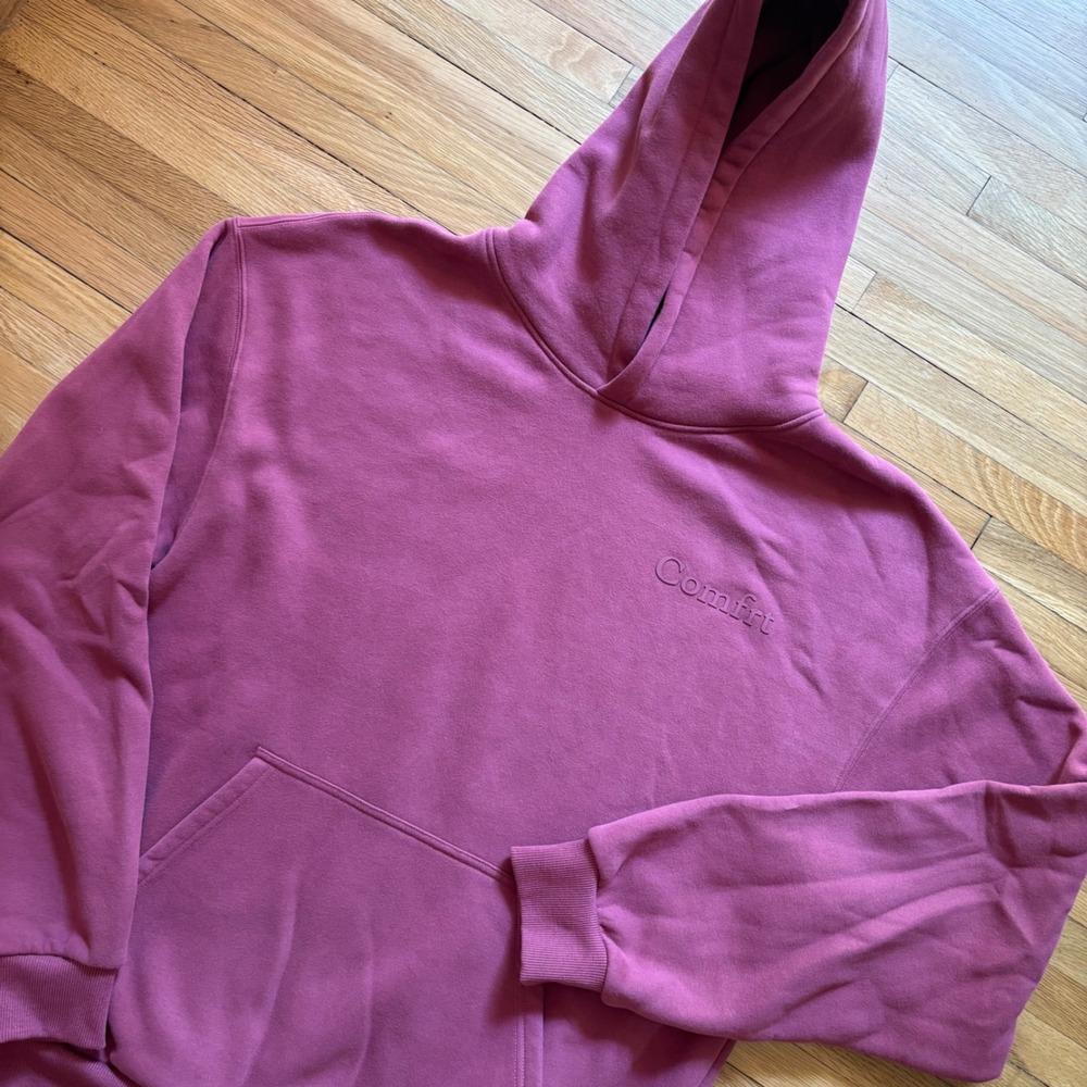 Comfrt Minimalist Hoodie Berry Unisex L Cozycore Soft Travel Sweatshirt
